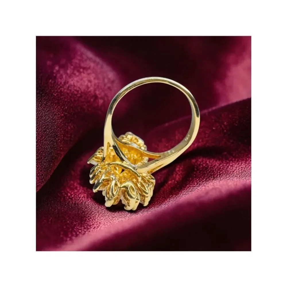 14K Gold Spray Ring size 8.5 Retro ca1970 Marquise Cluster Cocktail Ring 10.5g